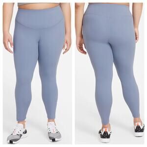 NEW Nike One Leggings Plus Size Crop Length 21" Athletic Workout Blue/Gray 1X